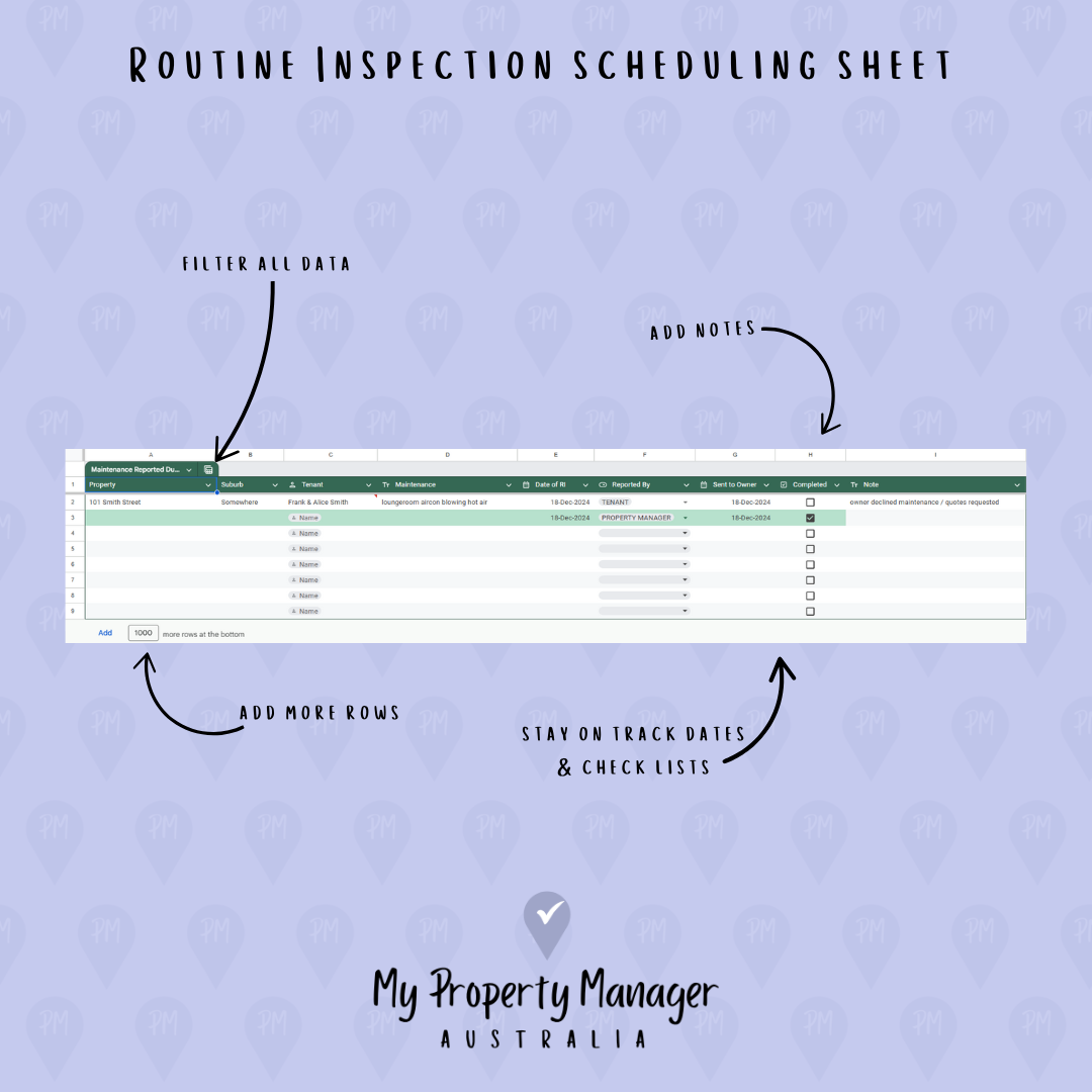 Routine Inspection Scheduling - Google Spread Sheet