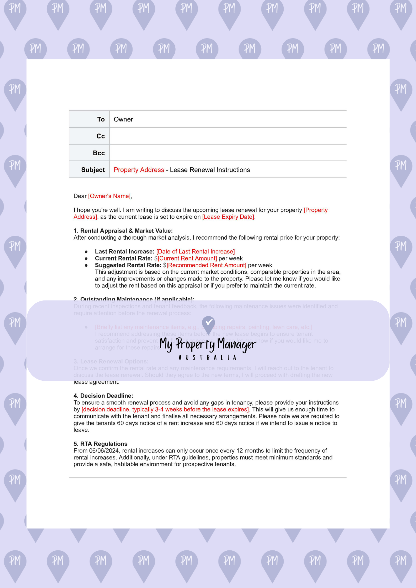 Lease Renewal Bundle - Email Template