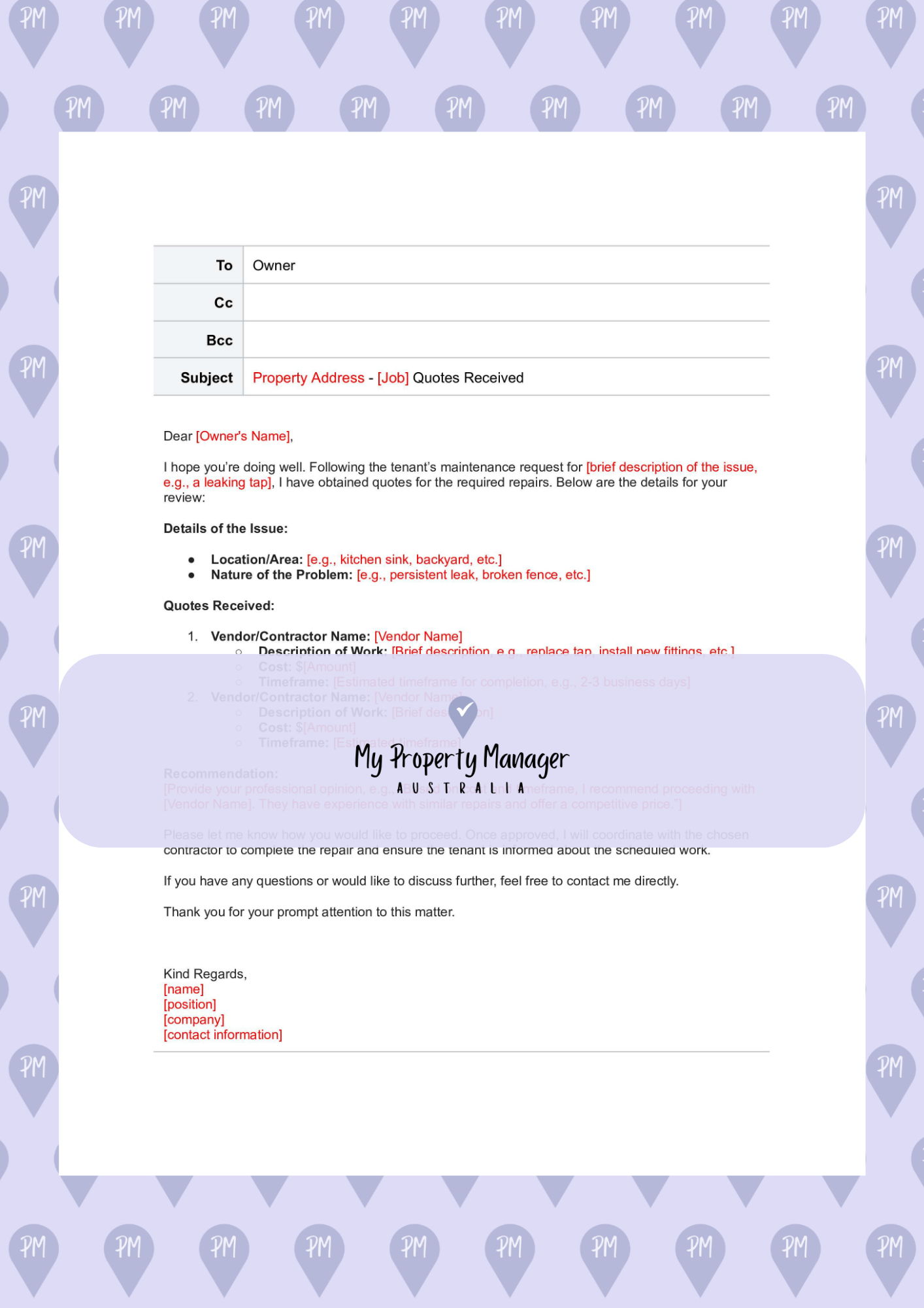 Maintenance Bundle - Email Template