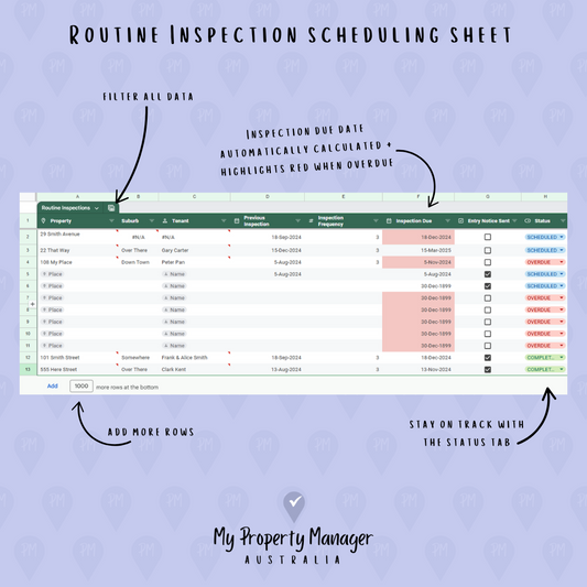 Routine Inspection Scheduling - Google Spread Sheet